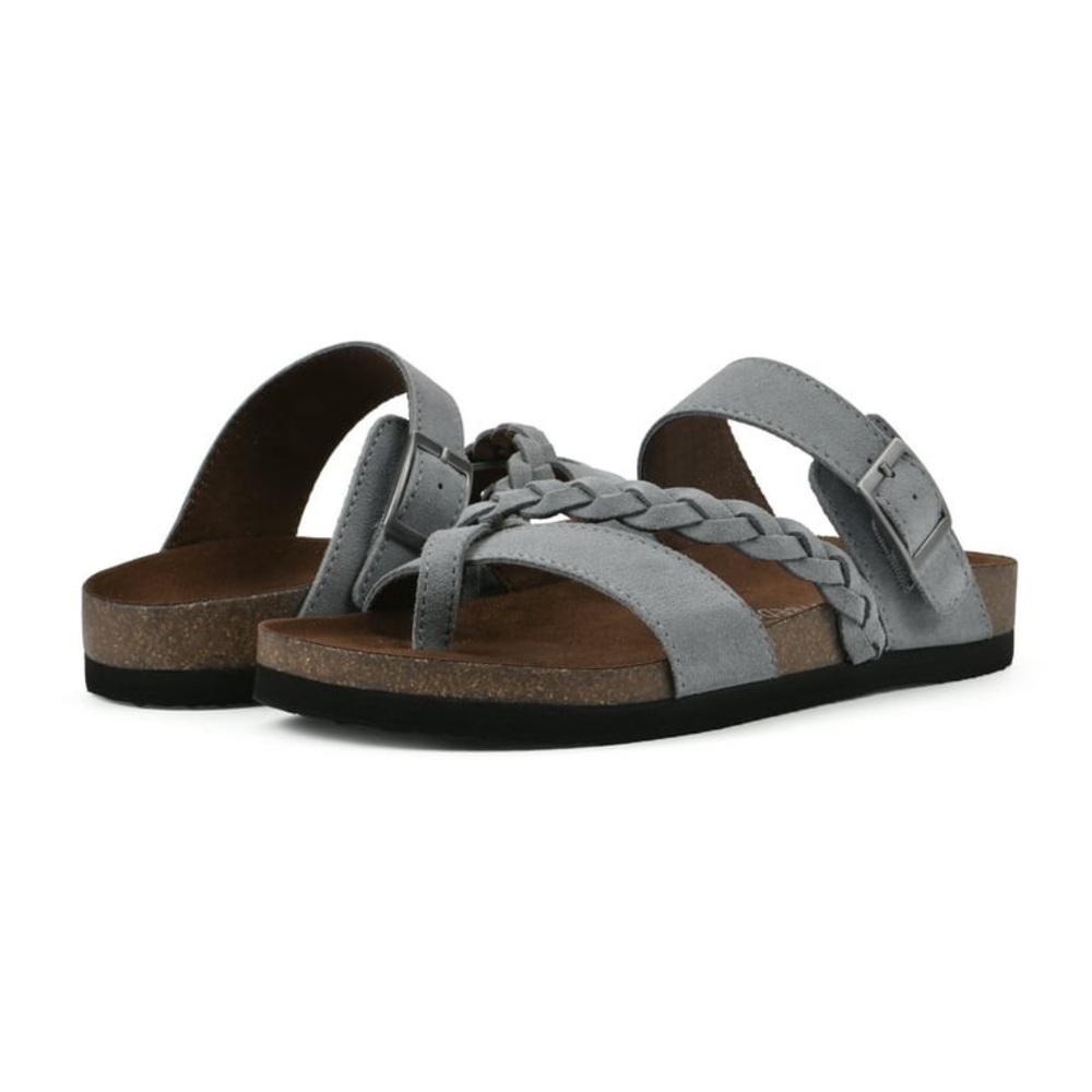 White Mountain Hazy Footbed Leather Blue/Rasberry Suede Sandal NEW - Size 9 NIB